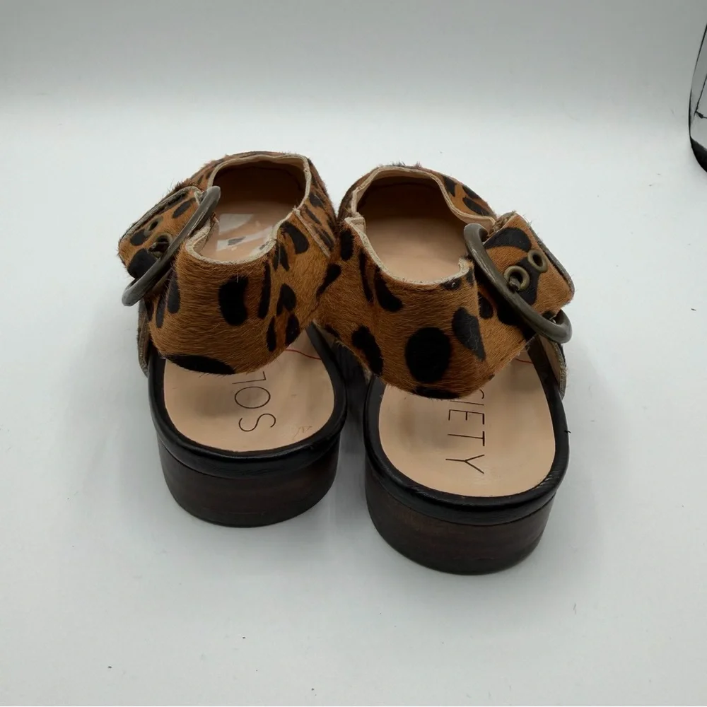 Sole Society Topanga Leopard Calf Hair Slingback Flats Buckle Women’s 5.5